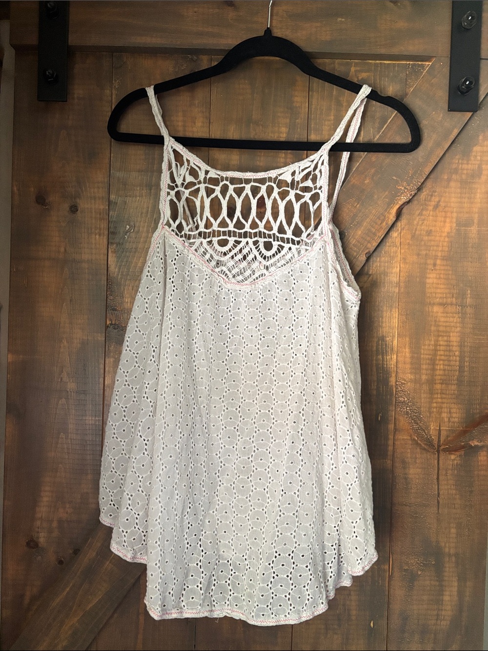 Free People White Eyelet Crochet Camisole